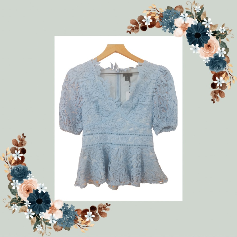 Karen Millen Sky Blue Lace Women's Top